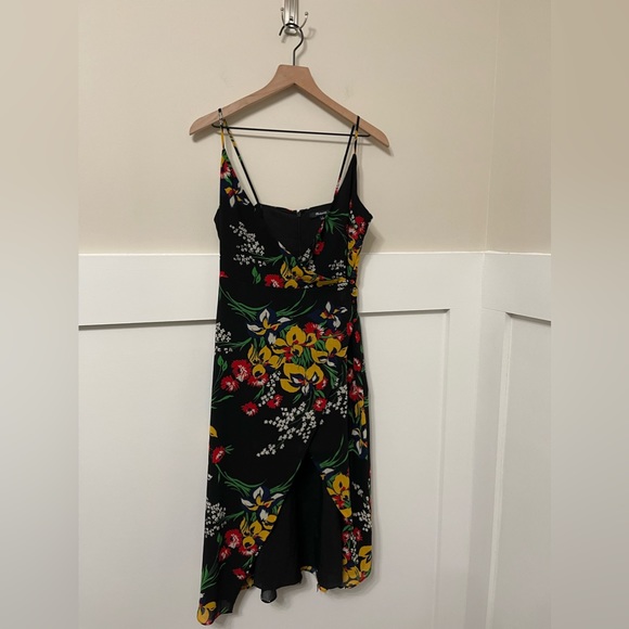 Madewell Multi-Color Cami Floral Orchid Bouquet Wrap Midi High-Low Dress Size 0 - Picture 5 of 10